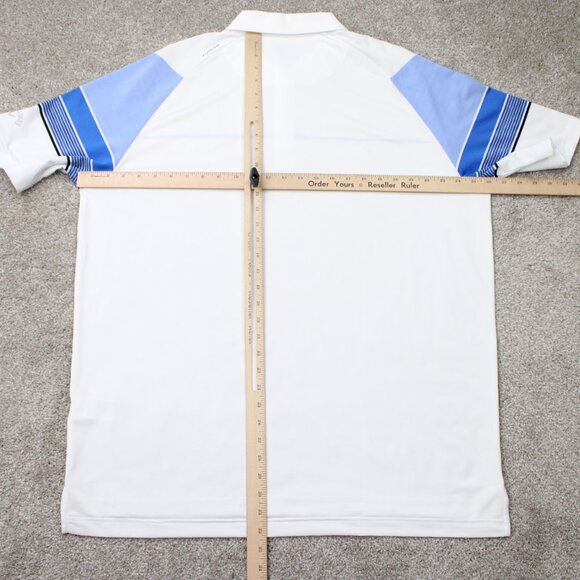 Callaway Opti-Dri Polo Shirt Mens XL White & Blue Golf Stretch Short Sleeve - Picture 10 of 13
